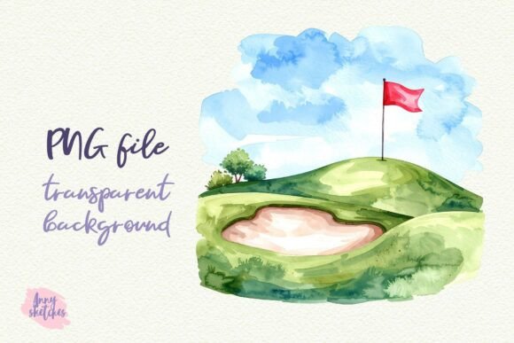 Download Retro Golf Course Flag Hills Pink Golf - Course Collection