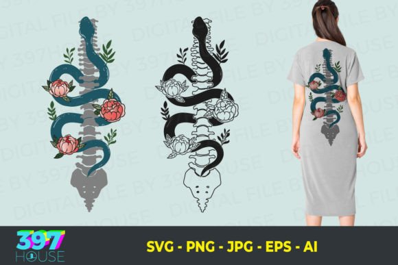 Download Human Spine with Snake and Flower - Human Collection