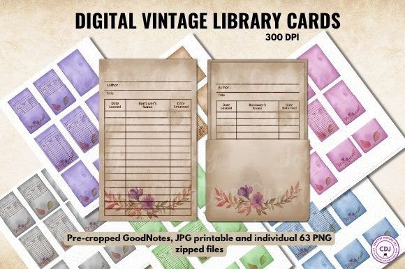 Download Vintage Library Cards Ephemera Clipart - Library Collection