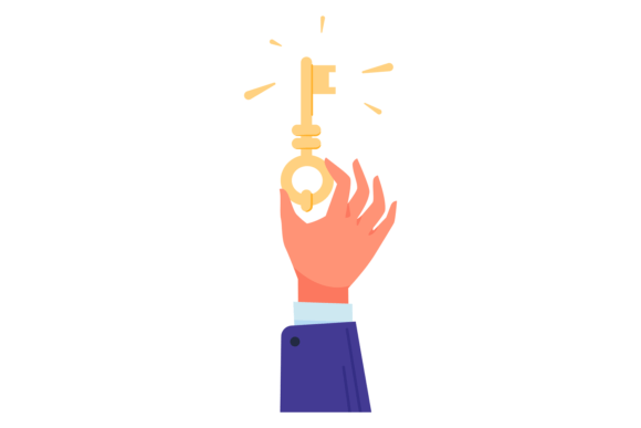 Download Golden Key in Human Hand. Achievement Ic - Human Collection