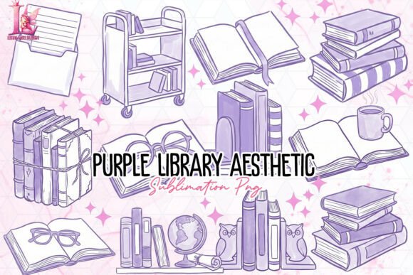 Download Purple Library Aesthetic PNG - Library Collection